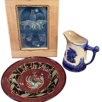 ROHU561 Native American Art And Pottery	Signed print from Native American artist, Robert Fernandes, from the lower Elwah tribe. Vintage...