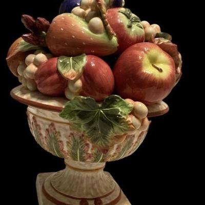 ROHU526 Fitz And Floyd Thanksgiving	Fitz and Floyd mice pushing pumpkin carts - sugar and creamer; small flower basket 8.5"; Salt...