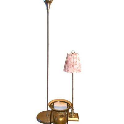 ROHU530 Floor Lamp, Bedroom Lamp And Candle Holder/Hurricane Lamp	Chrome Floor Lamp (56"x12"); Pink and Brass Lamp...