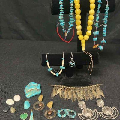 Ct382 chorange of paris earrings and turquoise costume jewelry lot
