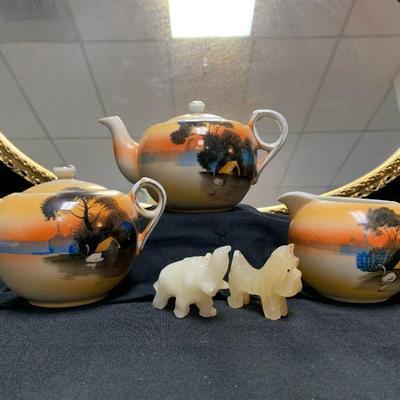 Ct304v vintage hand painted japanese tea set