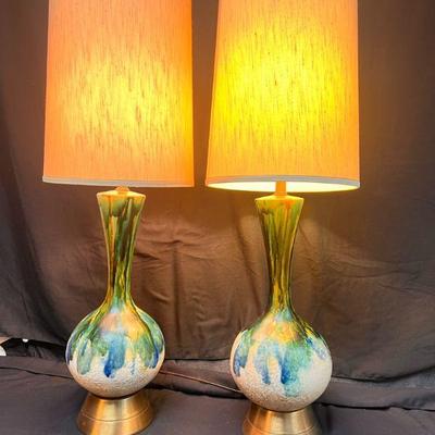 Ct302v pair of vintage 1960 s mid century modern lamps