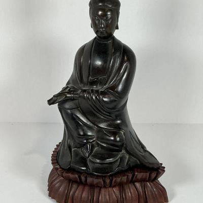 Early 20th C Chinese Bronze Seated Guanyin