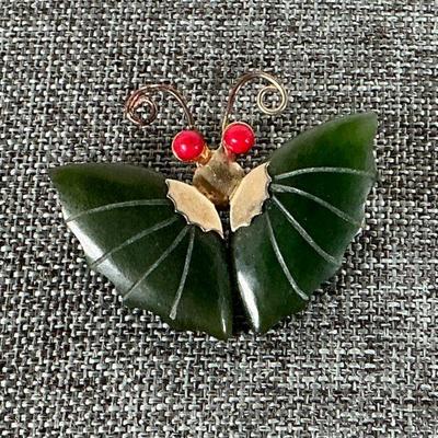 Jade Butterfly Brooch