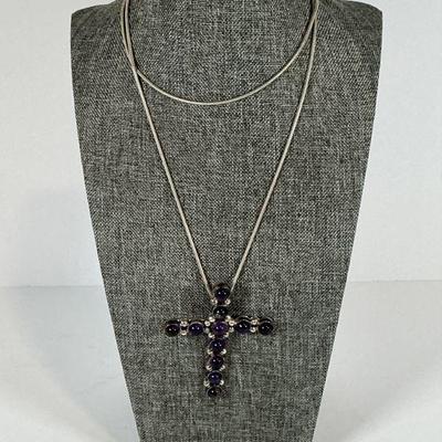 Navajo Sterling Cabachon Cross by Gilbert Tom - RARE