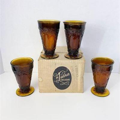 Tiara Sweet Pear-Dark Amber Footed Tumblers .jpg