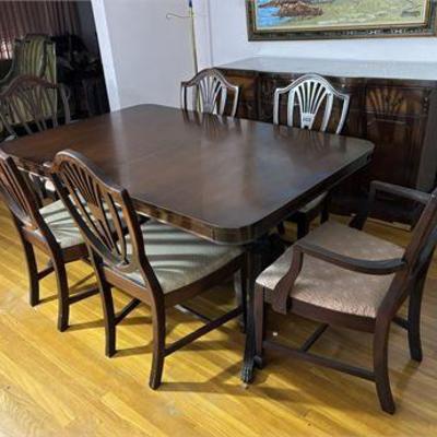 Mahogany Twin Pedestal Claw Foot Dining Set.jpg