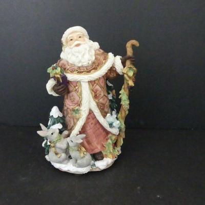 Vintage 1992-2000 Fitz & Floyd "Snowy Woods" Santa Musical Figurine - Plays "White Christmas" - 7½" Tall -...
