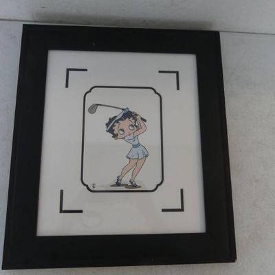 Vintage Decoratively Matted/Framed Betty Boop Golf Sericel - 17½" x 15½"