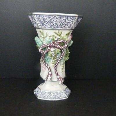 Vintage Fitz & Floyd "Crystal Winter" 11" Pedestal Vase