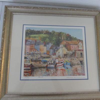 Vintage Signed/Matted/Framed/Numbered "Honfleur en Septembre" by Daniel Lallemand Limited Edition Print - 25½" x 23"