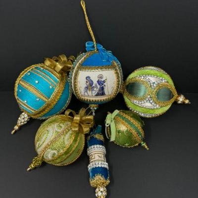 6-Pcs Vintage Frederick & Nelson Hand-Stitched Holiday Ornaments Set 2	