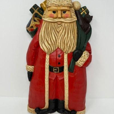 Carved Wood Santa Claus Ornament - Made by Angelworks, Philippines	