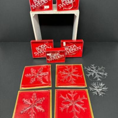 5 Kosta Boda Holiday Ornaments & 6 Blown Glass Snowflakes	