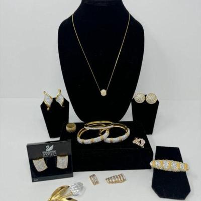 Swarovski Jewelry Set: Bangles, Earrings, Brooch & More	