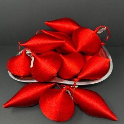 Philippine Made Yarn-Wrapped Ruby Red Christmas Ornaments	