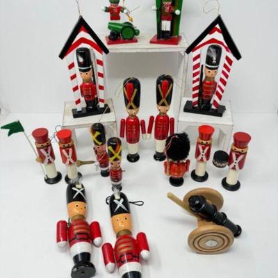 Vintage Wooden Toy Soldier Christmas Ornaments By Kent Van Skype,1975	