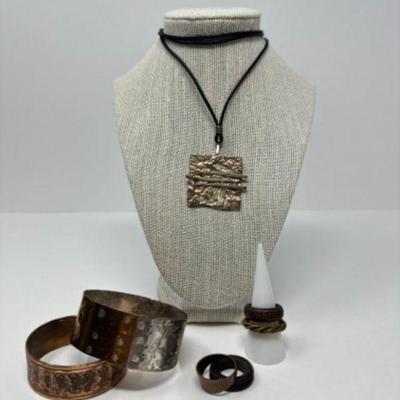 Artisan Crafted Sterling & 18k Gold Necklace + Copper Jewelry	