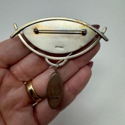 Large Statement Blown Glass & Sterling Silver Brooch - Approx 38.19g	