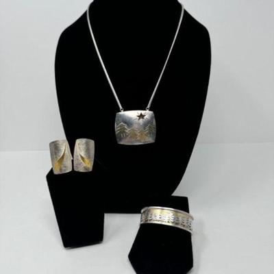 L.A Reese Sterling & 18K Gold Northwest Inspired Trio (Approx. 82.60g)	