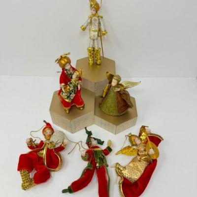 Set of 6 Vintage Handmade Wax Christmas Ornaments - Made in W. Germany	