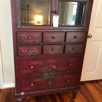 stenciled cabinet $229
36 X 18 X 57"
