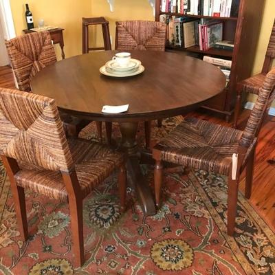 48"X 30" pedestal table $199
set of 4 rattan chairs189