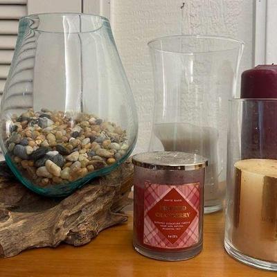 AAT054- Various Glass Vases & Scented Candles 