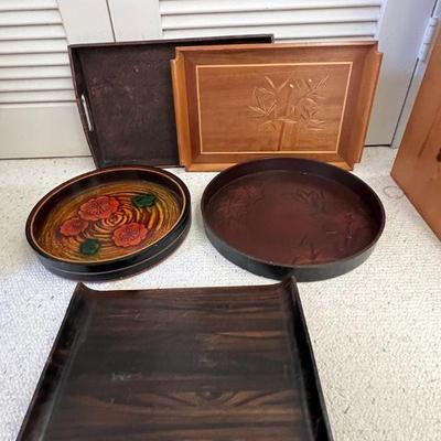 AAT042- Assorted Wooden & Lacquered Serving Trays