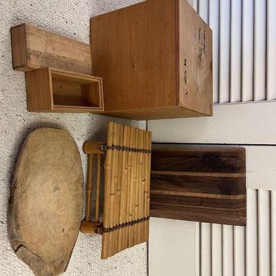 AAT115- Various Wooden Boxes Together With Bamboo & Wooden Stands 