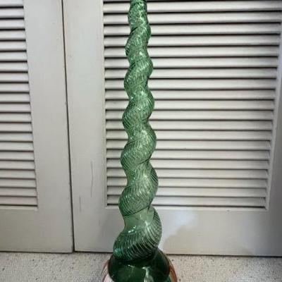 AAT009- Vintage Chianti Twisted Green Glass Bottle
