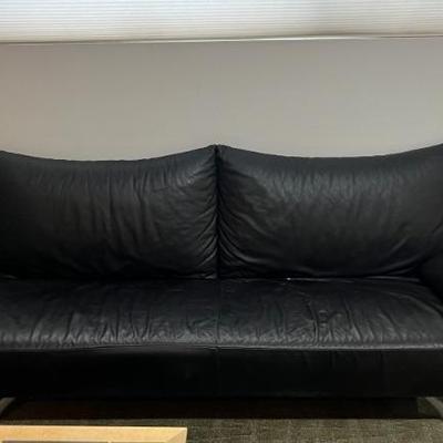 Black Leather Couch (does have slight damage on armchair pillows) 