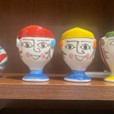 DeSimone Italy Signed and Numbered Cubist Style Ceramic Egg Cups