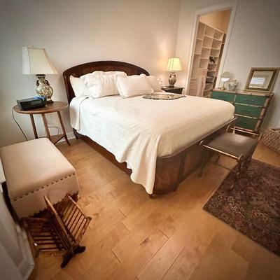 King bed with flame mahogany bedframe