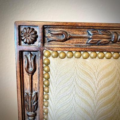 Drexel Heritage armchair with carved wood frame