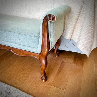 Light turquoise upholstered bench