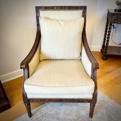 Drexel Heritage armchair with carved wood frame