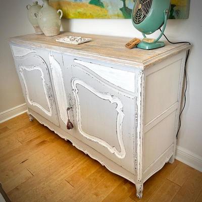 Vintage dresser, refinished in distressed white and gray