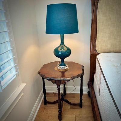 Vintage wood inlay parlor table