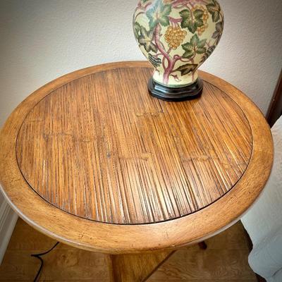 Mid-century side table with triangular shelf