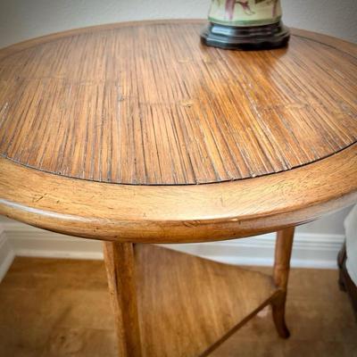 Mid-century side table with triangular shelf