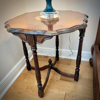 Vintage wood inlay parlor table