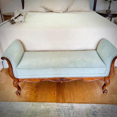 Light turquoise upholstered bench