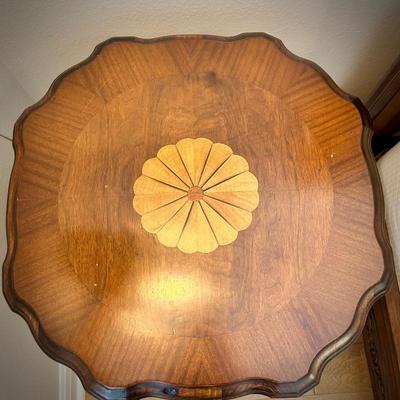 Vintage wood inlay parlor table