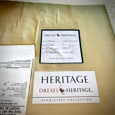 Drexel Heritage armchair with carved wood frame