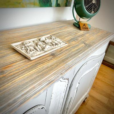 Vintage dresser, refinished in distressed white and gray