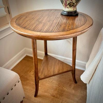 Mid-century side table with triangular shelf