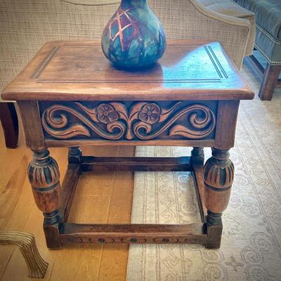 Carved wood table