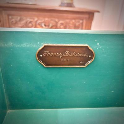 Tommy Bahama Twin Palms Pacific Teal dresser with bamboo trim