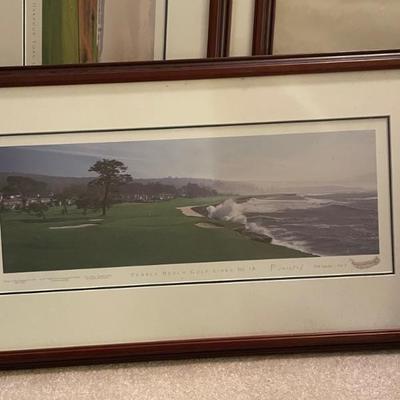 Stone house Pebble Beach 18th hole signed art by Patrick Drickey